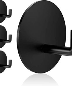 Rise age Adhesive Hooks Heavy Duty Waterproof in Shower Hooks for Hanging Loofah. Towels. Clothes. Robes for Bathroom Removable Adhesive Wall Hooks Door Hook Stainless Steel Black Stick on Hooks 4 Pcs