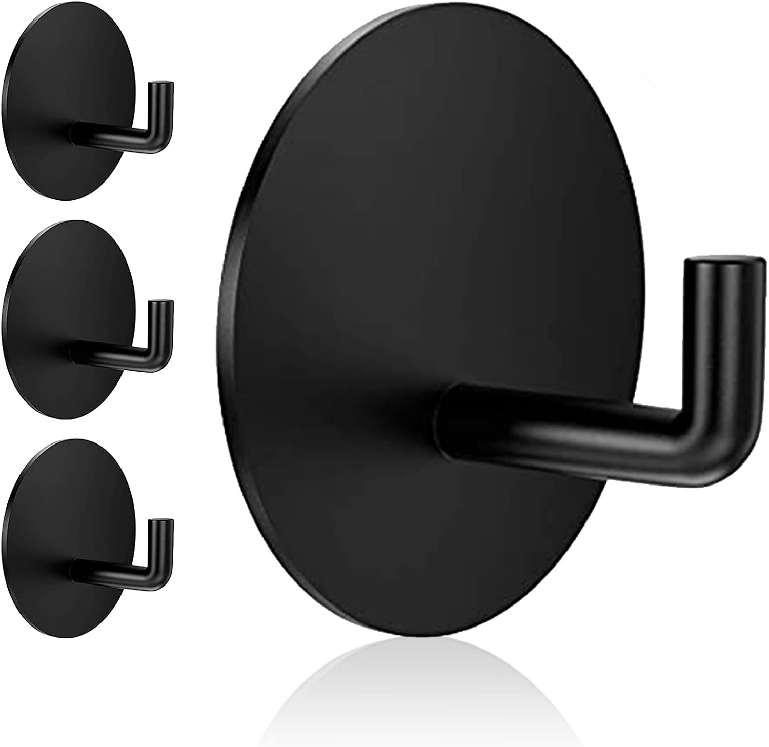 Rise age Adhesive Hooks Heavy Duty Waterproof in Shower Hooks for Hanging Loofah. Towels. Clothes. Robes for Bathroom Removable Adhesive Wall Hooks Door Hook Stainless Steel Black Stick on Hooks 4 Pcs
